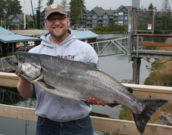 34 lb King Salmon Bassione Van Soest with a 34 lb Tyee August 2, 2008