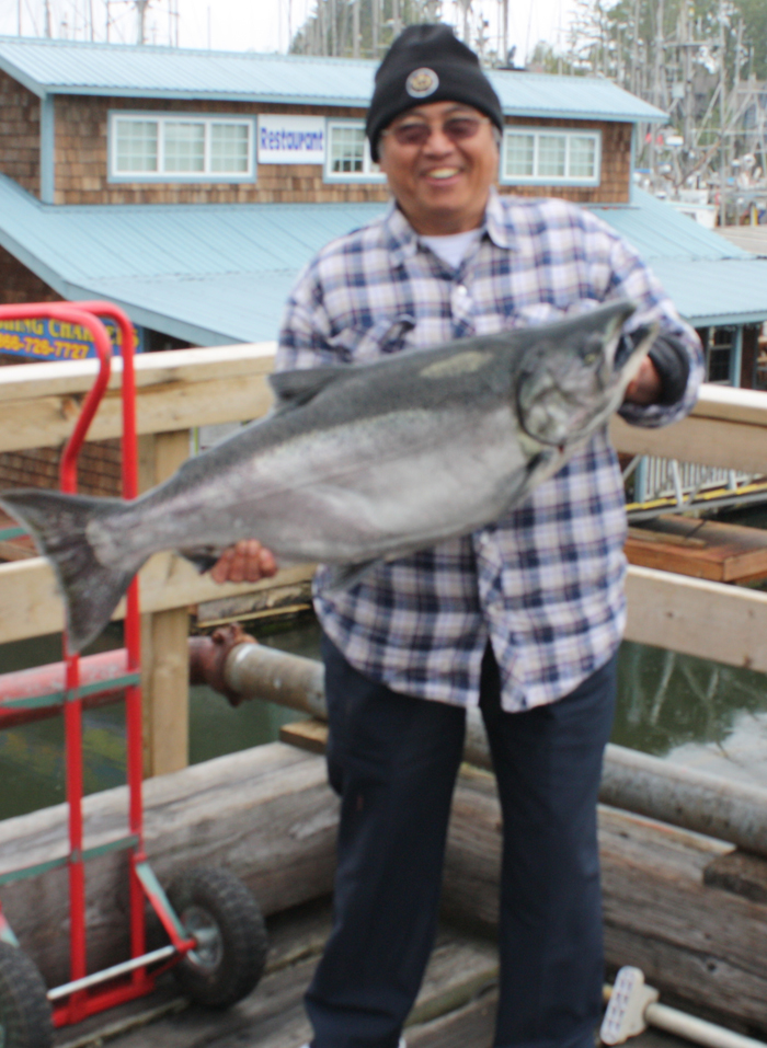 Another great fishing day! Budi Setiawan with a 30 lb Tyee August 9, 2008