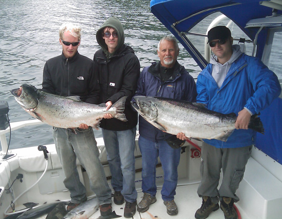 aug022009 Bob Stepp group with a 38 and 42lb Chinook Aug 2, 2009